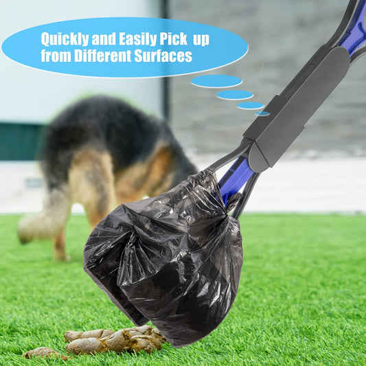 1pc Metabest Dog Poop Scooper, Portable Folding Pet Waste Picker with Long Handle, High Tension Spring, Easy Pickup for Grass, Concrete, Dirt - No Gloves Needed, Durable Plastic Material, Without Battery