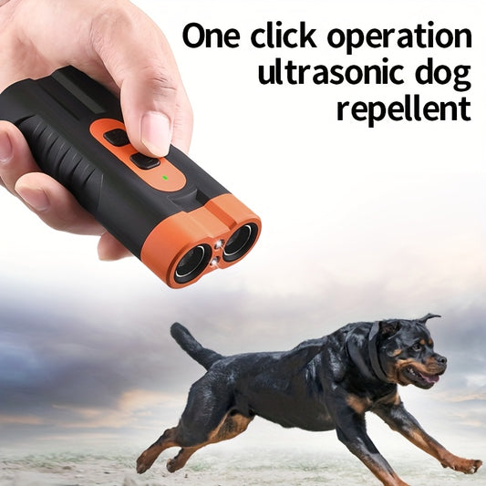 Dual-Head Ultrasonic Dog Repeller with Two Powerful Working Heads for Long-Distance Training, Designed to Stop Barking And Scare Away Dogs And Cats for Personal Safety.