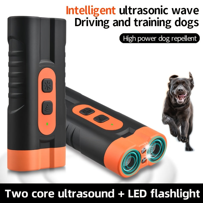 Dual-Head Ultrasonic Dog Repeller with Two Powerful Working Heads for Long-Distance Training, Designed to Stop Barking And Scare Away Dogs And Cats for Personal Safety.