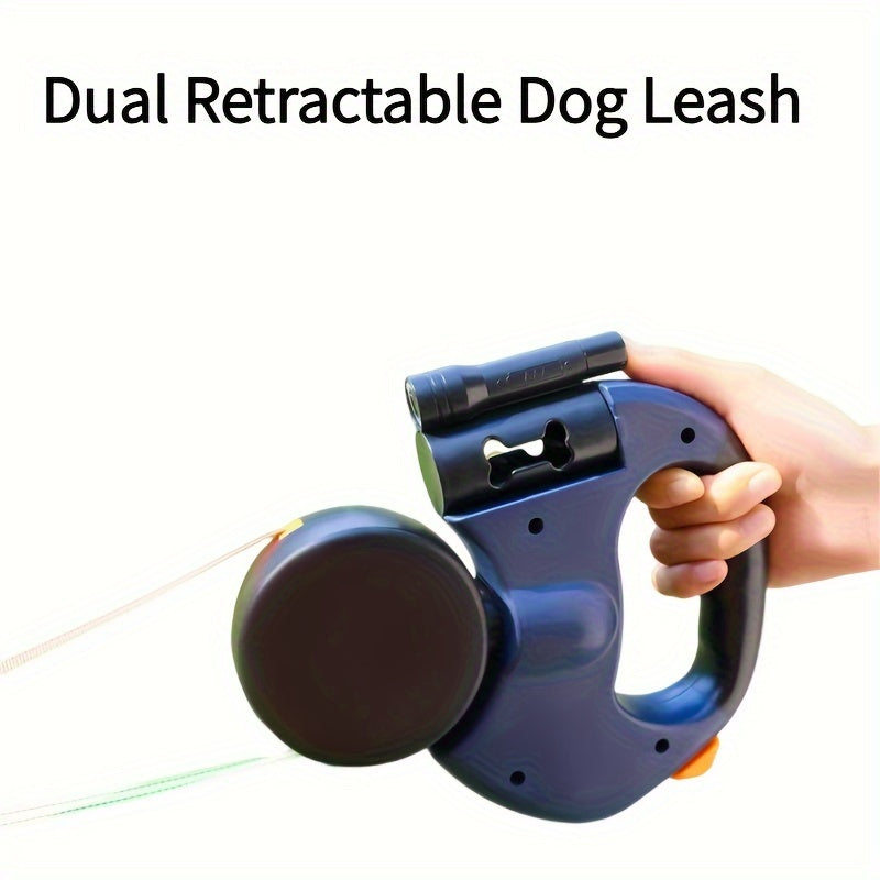 1pc Dual-Ended Retractable Dog Leash, ABS Material, One-Button Control, Easy Walk for Two Small to Medium Dogs, Durable Nylon Traction Rope for Running and Walking