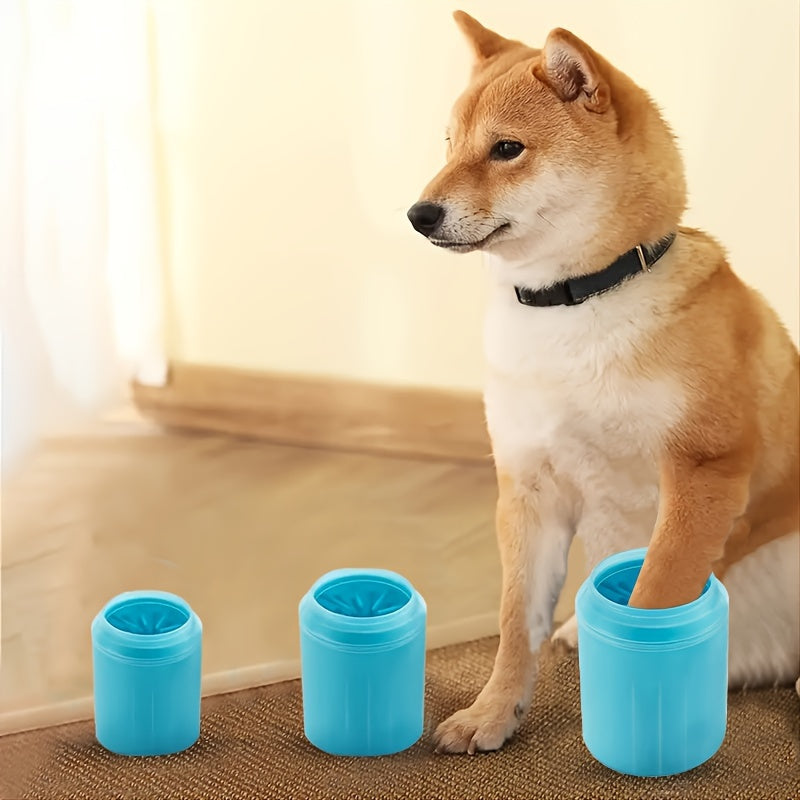 Portable Silicone Pet Paw Cleaner Cup for Dogs & Cats - Soft Bristle Brush, Non-Electric, PP Material, Blue - Ideal for Keeping Your Pet's Paws Clean Indoors, Dog Paw Cleaner