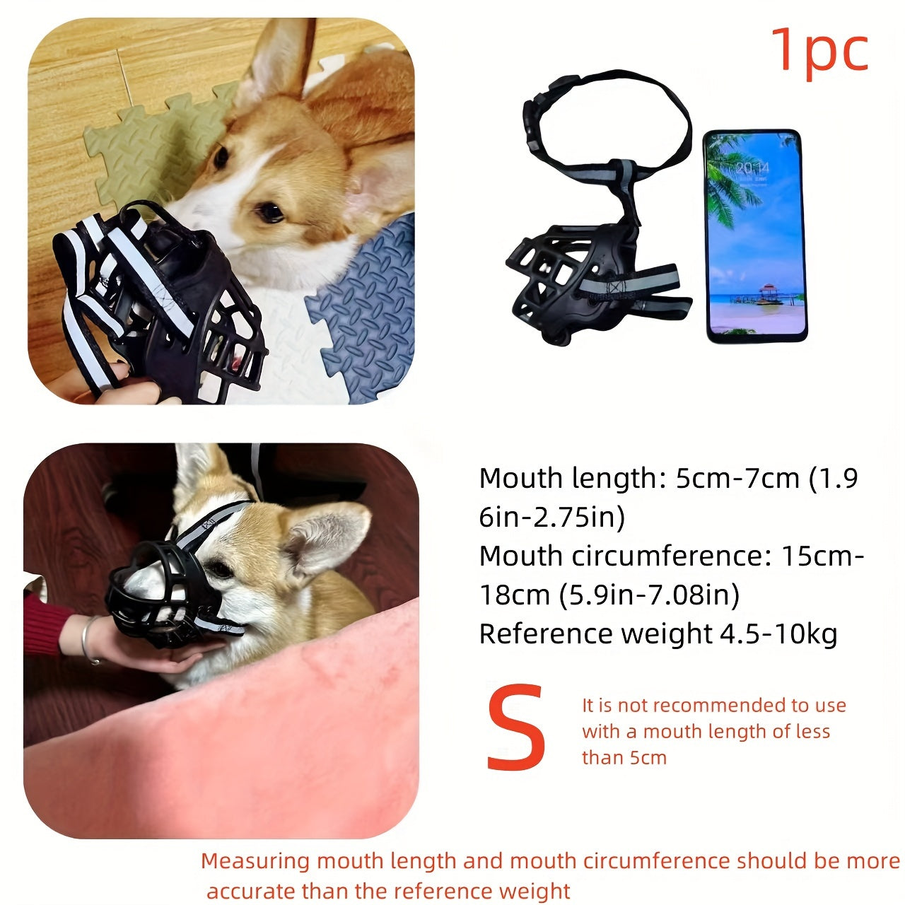 Adjustable Breathable Dog Muzzle for Biting, Chewing, Barking, and Training - Safe and Comfortable Mouth Cover for Small, Medium, and Large Dogs