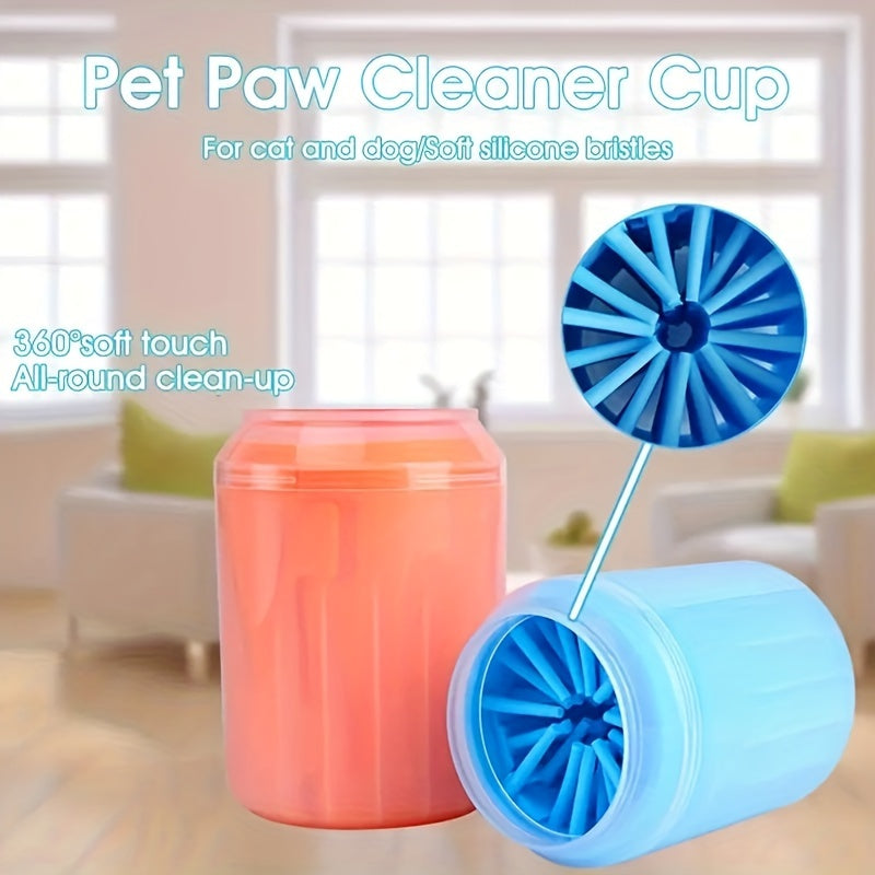 Portable Silicone Pet Paw Cleaner Cup for Dogs & Cats - Soft Bristle Brush, Non-Electric, PP Material, Blue - Ideal for Keeping Your Pet's Paws Clean Indoors, Dog Paw Cleaner