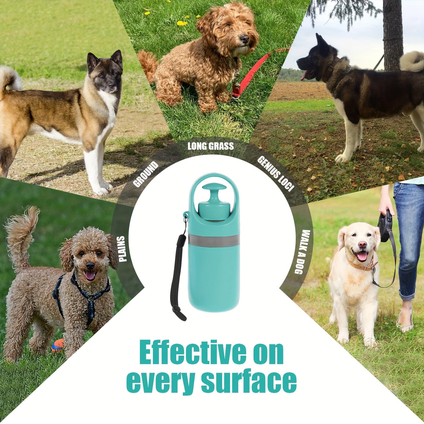 Portable Dog Poop Scooper with Bag Dispenser - Durable Plastic, Teal, Claw Design for Efficient Waste Pickup, Includes Leak-Proof Bags, Ideal for Outdoor Use