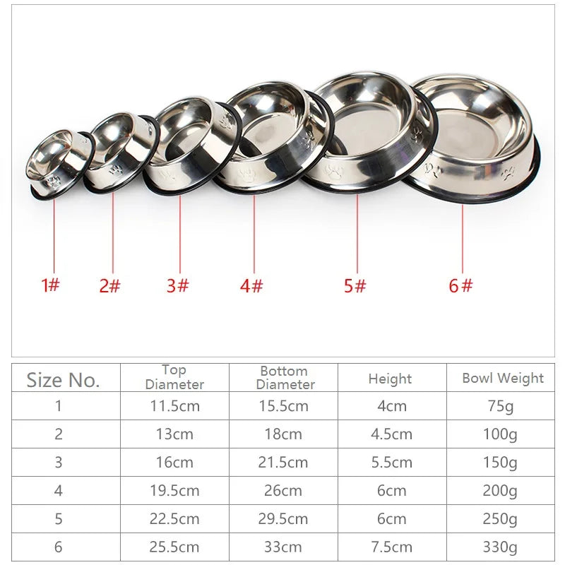 Quality Paw Stainless Steel Pet Dog Bowl Feeder Skidproof Anti-ant Shape Cat Dog Bowls Food Accessories Pet Supplies 6 Sizes