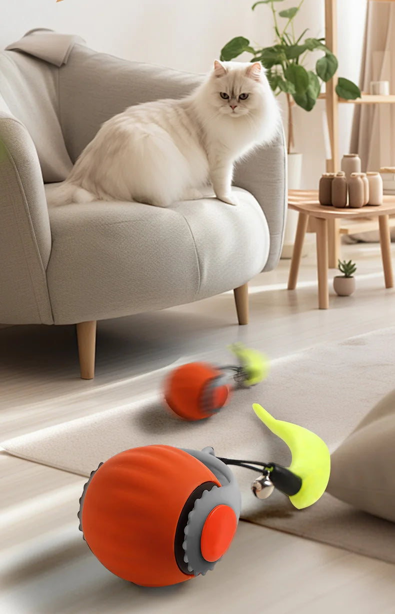 Cat Interactive Ball Toys Automatic Rolling Ball Faux Tail | Rechargeable Smart Pet Electric Toy | Cat Training Imitate Mouse