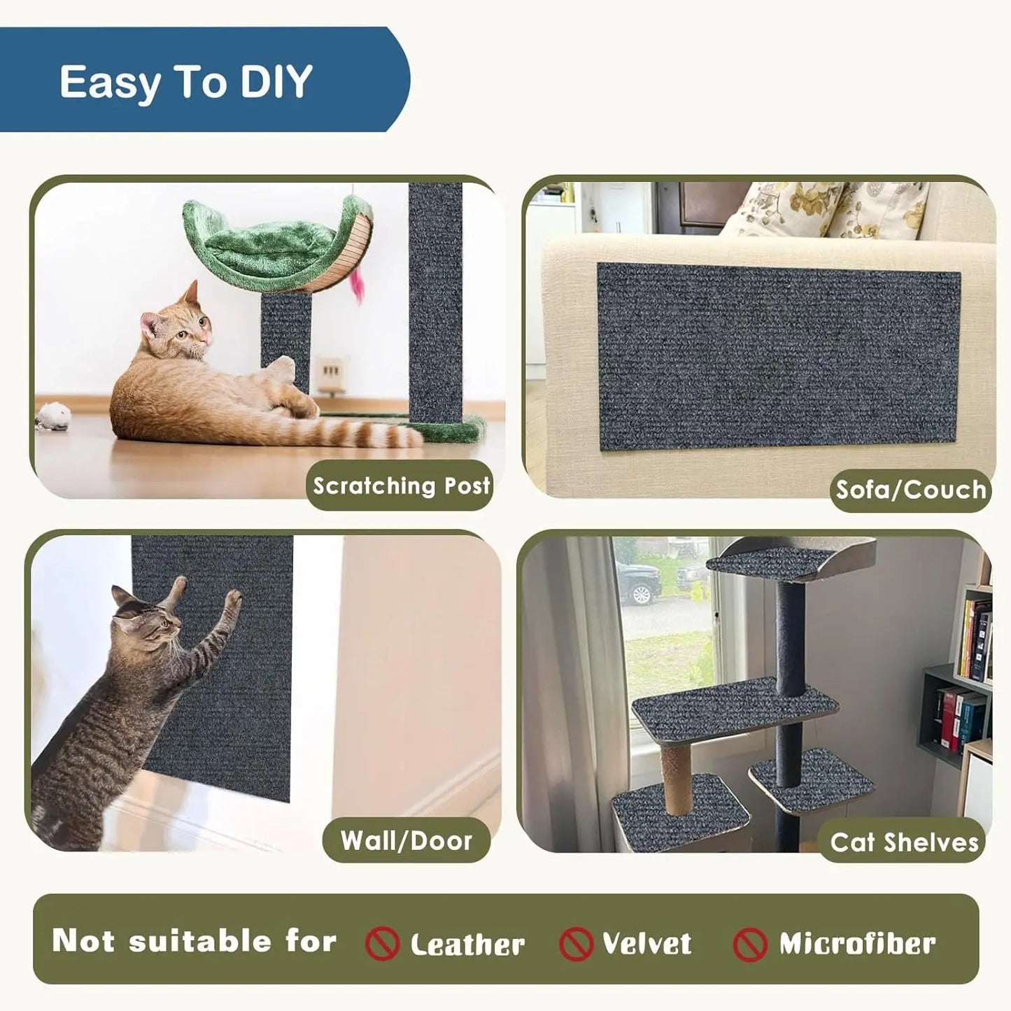 Wall Self-Adhesive Anti Cat Scratch Sofa DIY Cats Scratch Protection Paws Sharpen Trimmable  Carpet Cats Scratch Board ﻿