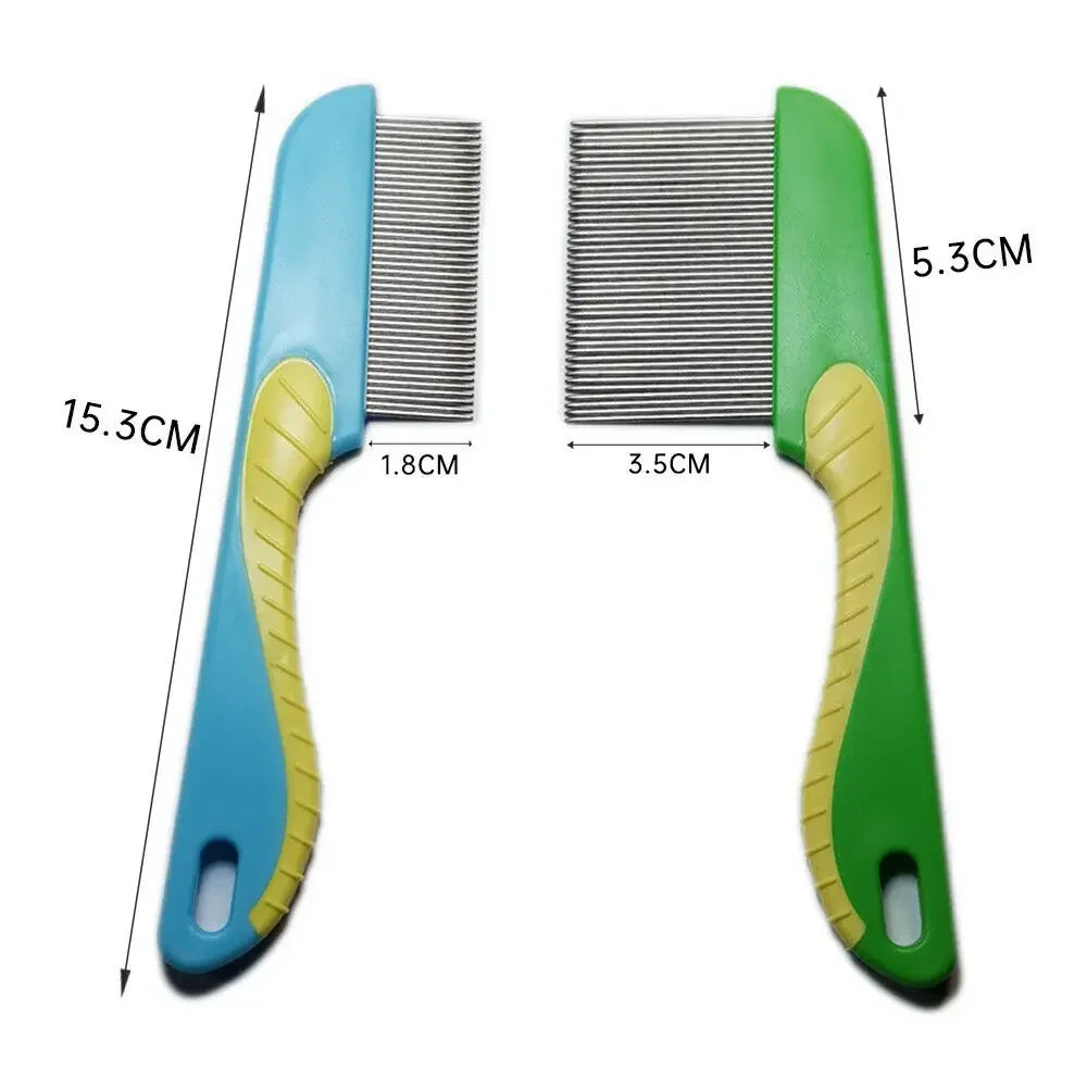 Pet Dog Cat Anti Lice Comb Stainless Steel Long And Short Needle Dog Grooming Comb Deworming Eggs Knot Grooming Grate Flea Combs