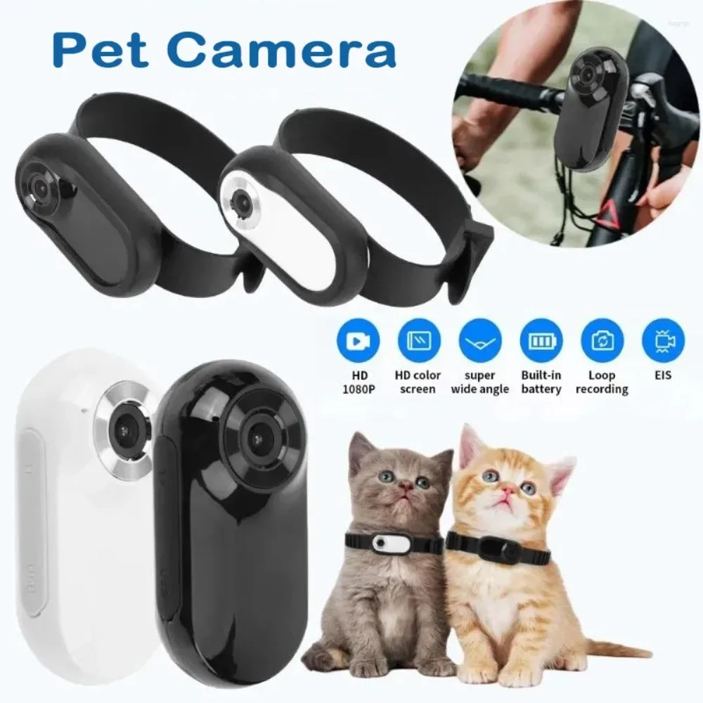 Portable Thumb Pet Camera HD 1080p Detachable Pet Recorder Anti-shake Cat and Dog View Camera Collar Outdoor Sports