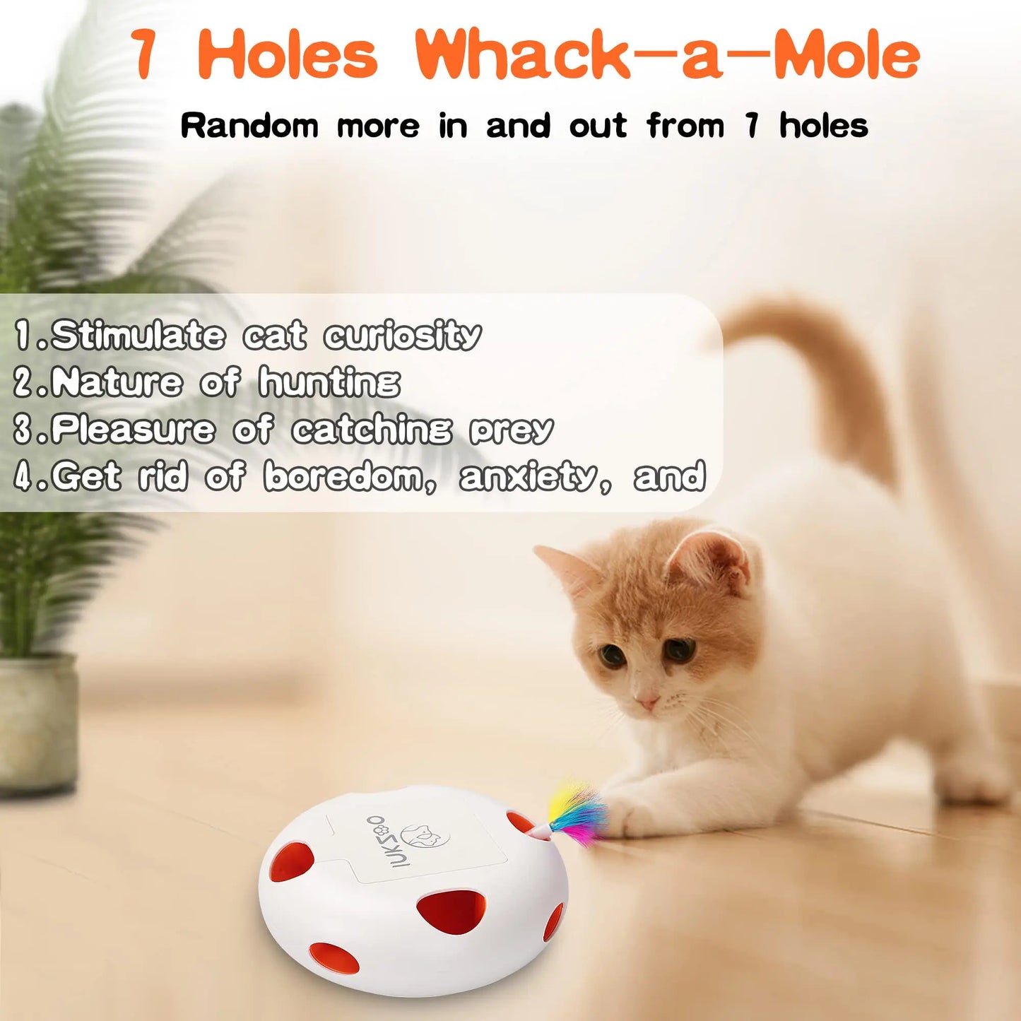 Interactive Cat Toys for Indoor Cats | Smart Interactive Kitten Toy | Automatic 7 Holes Mice Whack-A-Mole