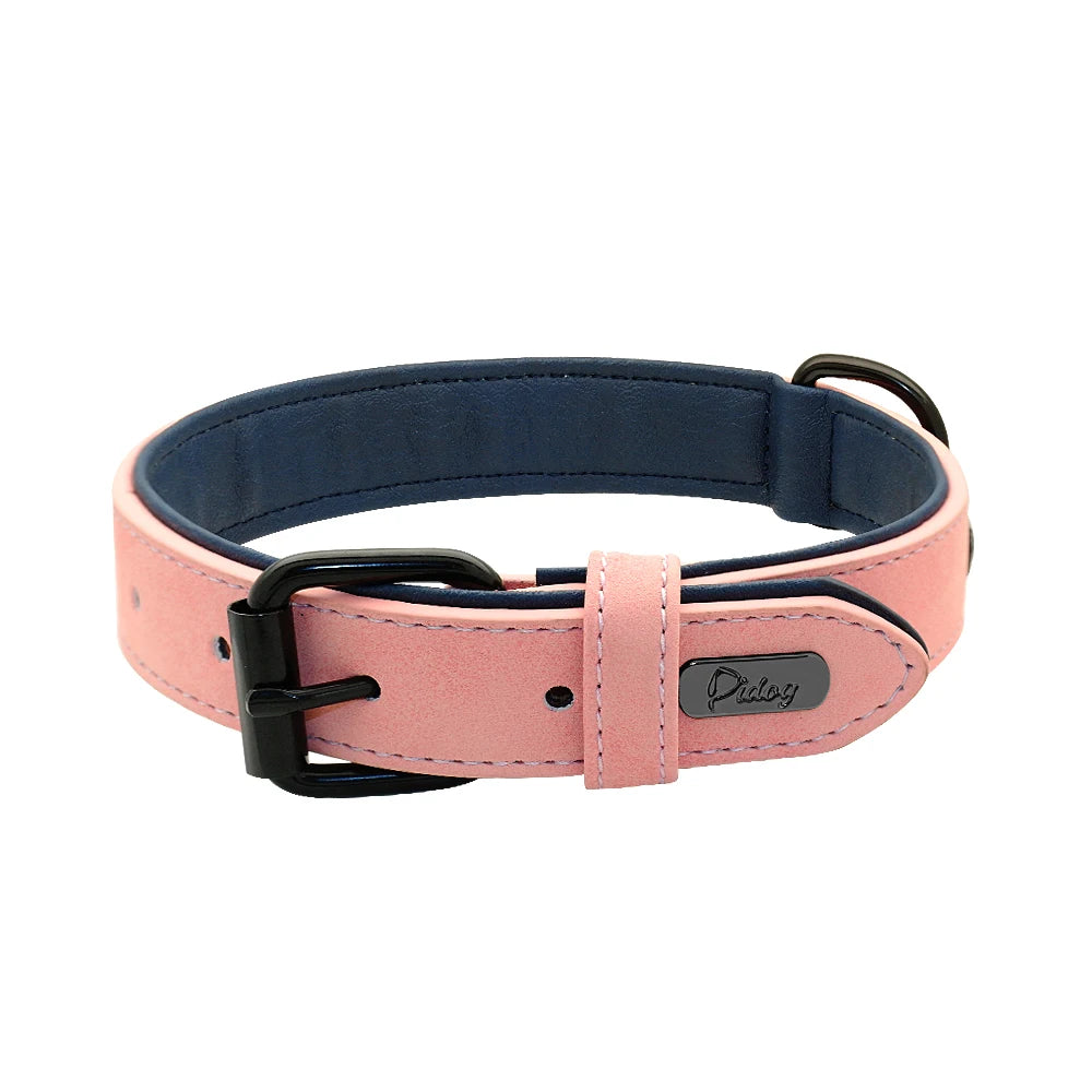 Large Dog Collar Soft Padded Dog Collars Durable Real Leather Pet Necklace Collar for Big Dogs Rottweiler Labrador Pitbull