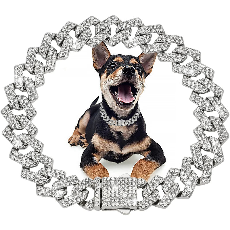 Diamond Dog Chain Collar Cuban Gold Chains for Dogs and Cats 15MM Bling Jewelry Luxury Necklace