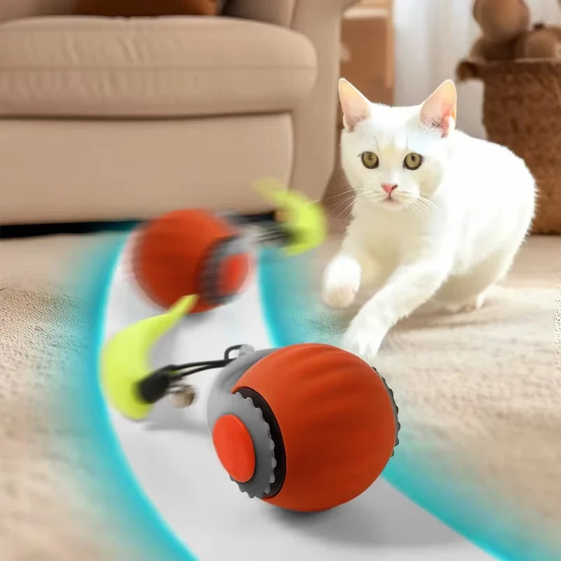 Cat Interactive Ball Toys Automatic Rolling Ball Faux Tail | Rechargeable Smart Pet Electric Toy | Cat Training Imitate Mouse