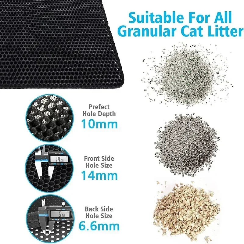 Cat Litter Mat Non Slip Big Pet Litter Box Filter Mat Double Layer Wear Resistant Waterproof Cat Litter Mat Pet Clean Supplies