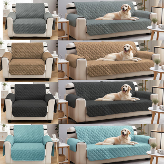 Waterproof Quilted Sofa Cover Anti-wear Slipcovers W/ Non Slip Elastic Straps Washable Couch Covers for Kids Pets Sofa Protector