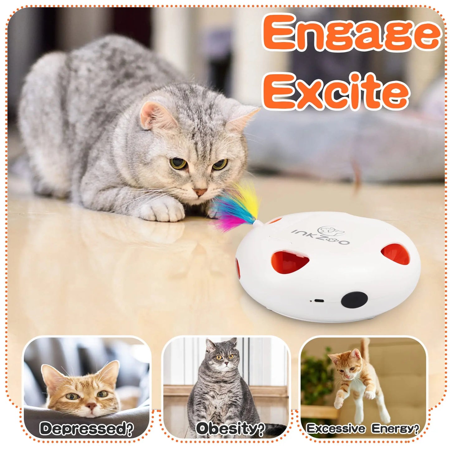 Interactive Cat Toys for Indoor Cats | Smart Interactive Kitten Toy | Automatic 7 Holes Mice Whack-A-Mole