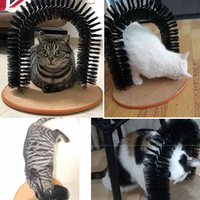 A Massage Grooming Rubbing Brush with Scratching Pad Toy for Cats Interactive Toys