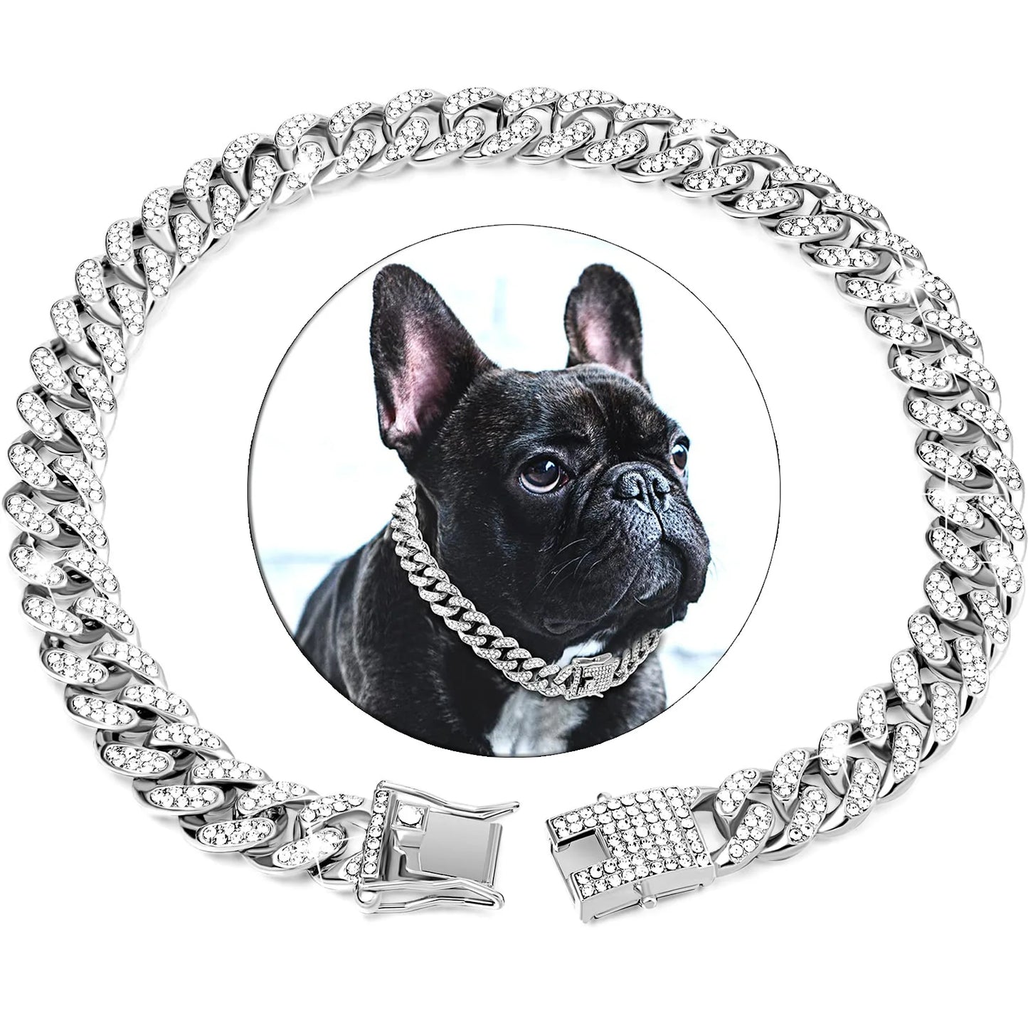 Diamond Dog Chain Collar Cuban Gold Chains for Dogs and Cats 15MM Bling Jewelry Luxury Necklace