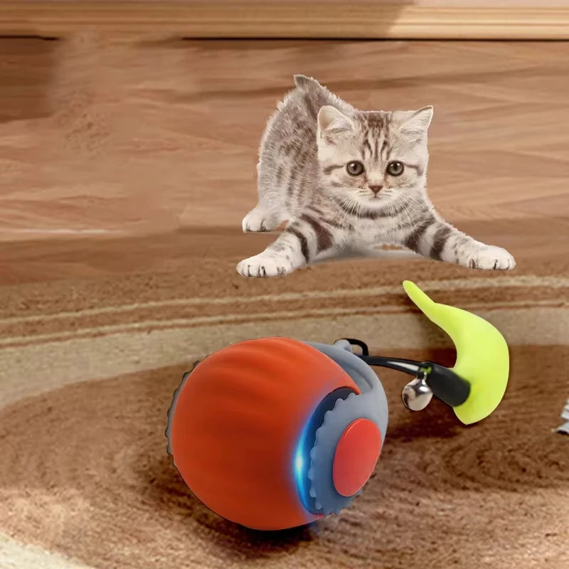 Cat Interactive Ball Toys Automatic Rolling Ball Faux Tail | Rechargeable Smart Pet Electric Toy | Cat Training Imitate Mouse