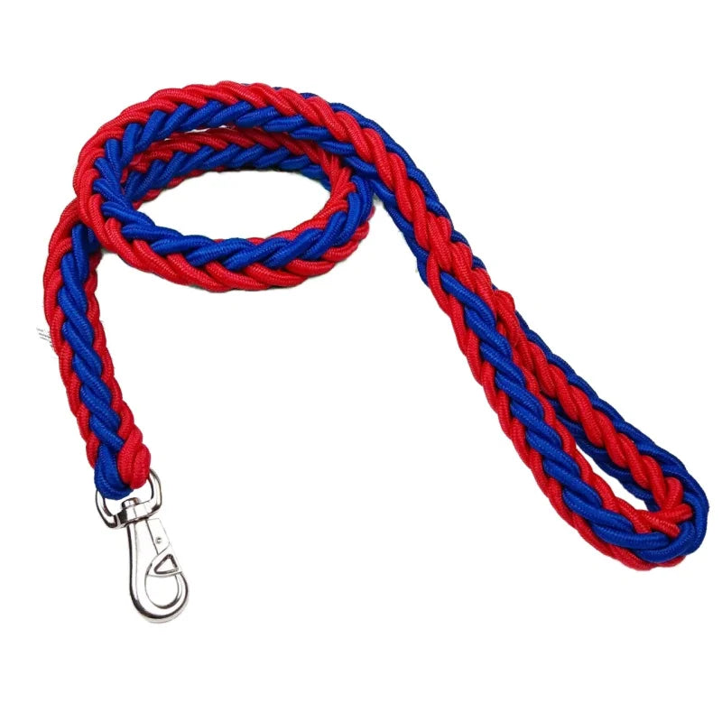 Large Dog Leash Nylon Braided Traction Rope Pet Walking Thick Hand Rope For Bulldog Rottweiler Hound Dogs Accessories