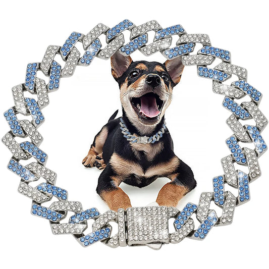 Diamond Dog Chain Collar Cuban Gold Chains for Dogs and Cats 15MM Bling Jewelry Luxury Necklace