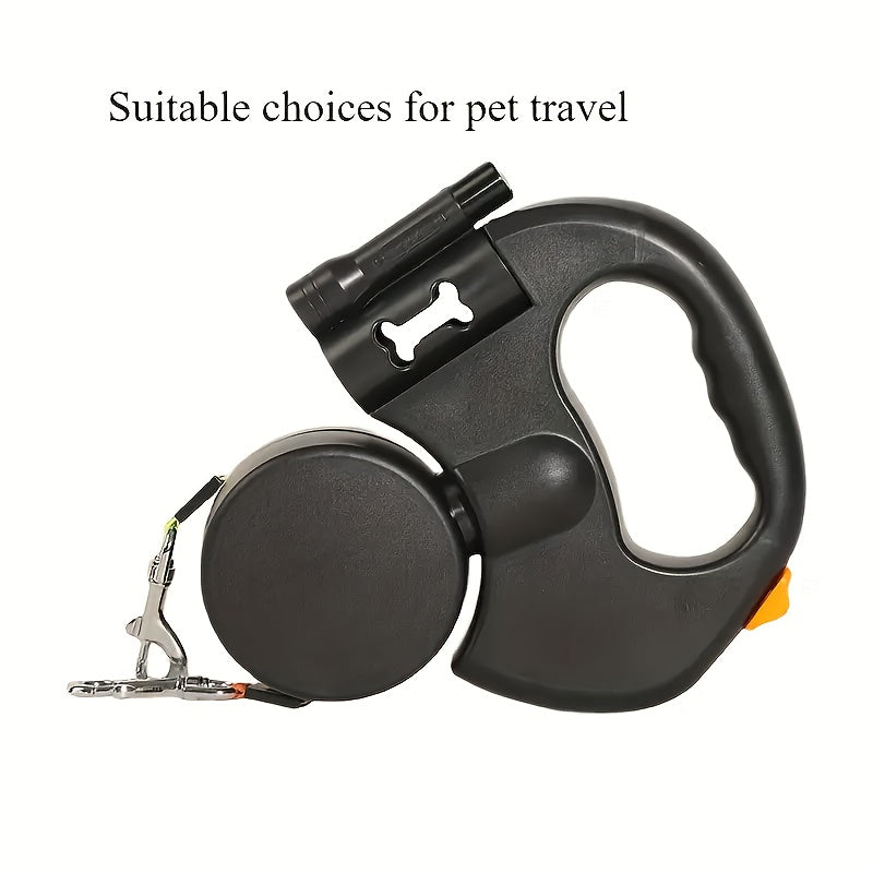 Automatic Retractable Dual-Head Leash for Dogs - a Creative Pet Leash That Allows Walking Two Pets at Once.