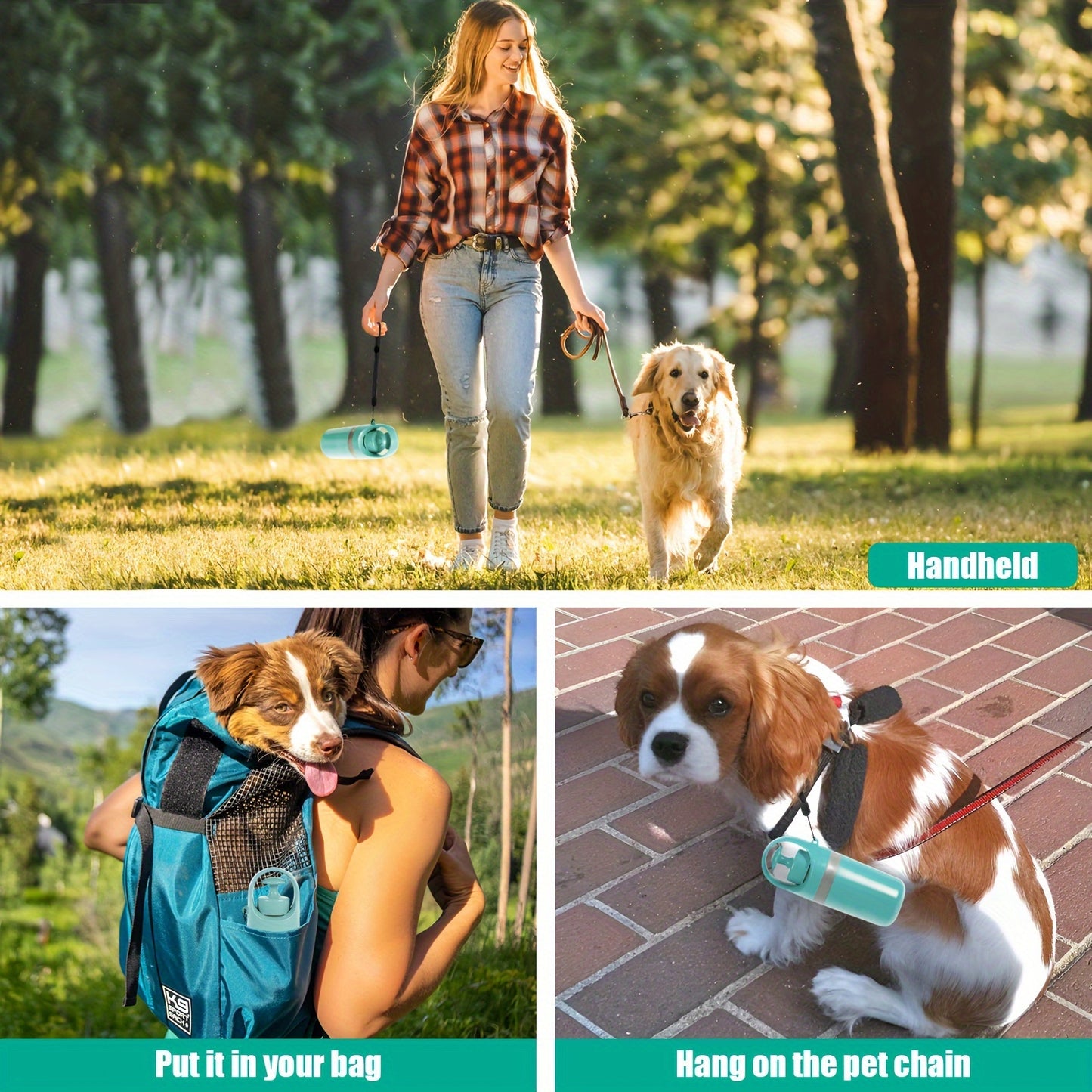 Portable Dog Poop Scooper with Bag Dispenser - Durable Plastic, Teal, Claw Design for Efficient Waste Pickup, Includes Leak-Proof Bags, Ideal for Outdoor Use