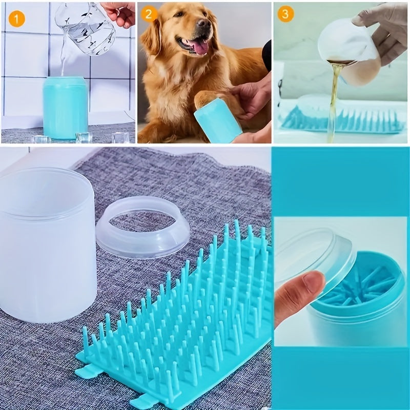 Portable Silicone Pet Paw Cleaner Cup for Dogs & Cats - Soft Bristle Brush, Non-Electric, PP Material, Blue - Ideal for Keeping Your Pet's Paws Clean Indoors, Dog Paw Cleaner