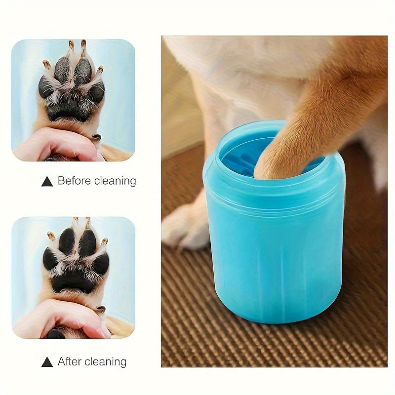 Portable Silicone Pet Paw Cleaner Cup for Dogs & Cats - Soft Bristle Brush, Non-Electric, PP Material, Blue - Ideal for Keeping Your Pet's Paws Clean Indoors, Dog Paw Cleaner